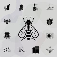 Poster - bee icon. Universal set of beekeeping for website design and development, app development