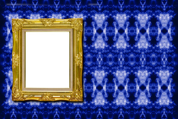 antique golden picture frame on fabric texture