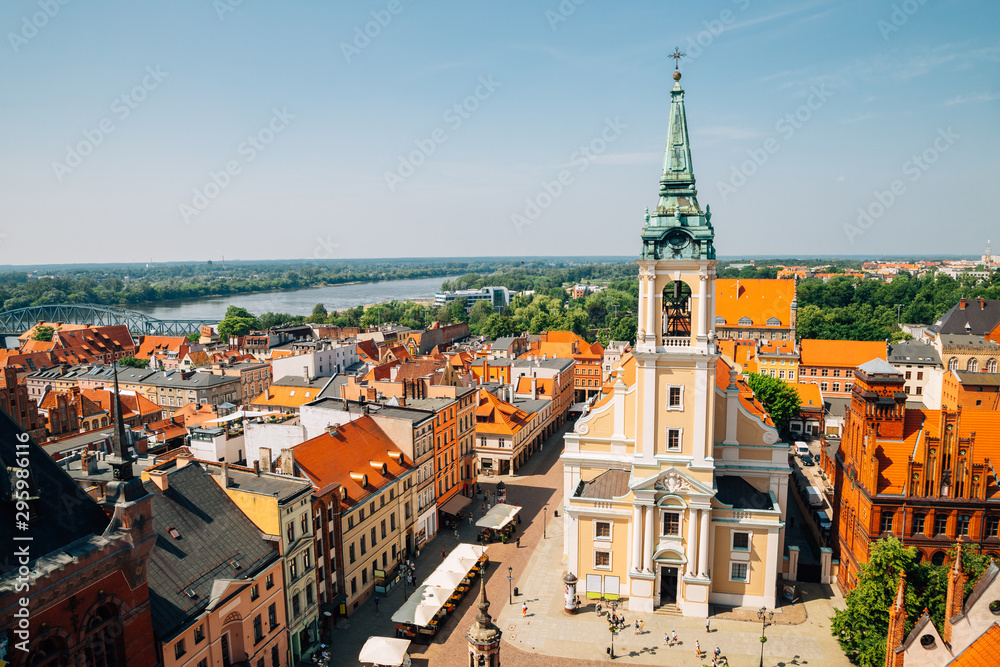 Obraz na płótnie Rynek Staromiejski square, Old town cityscape in Torun, Poland w salonie