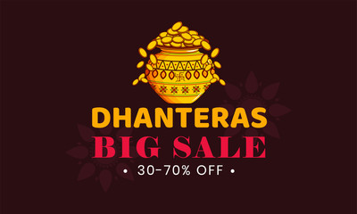 Wall Mural - festival of Indian Dhanteras celebration. Use as banner, logo design etc. Happy Dhanteras sale special offer 30 to 70 % off.