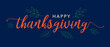 © IrisImages - Happy Thanksgiving Text Vector Banner with Leaves Illustration and Blue Background
