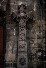 Wonderful Embossed Celtic Stone Cross, Full Of Details And Textures In Its Elaborate Carvings.