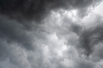Wall Mural - weather in summer with black cloud and storm, dark sky and dramatic storm clouds