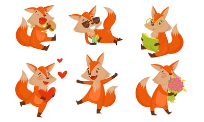 Poster - Funny Cute chanterelle Animal Cartoon Character Vector Isolated Set