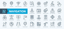 Navigation, Location, GPS Elements -  Thin Line Web Icon Set. Outline Icons Collection. Simple Vector Illustration.