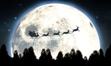 Moon And Santas Sleigh Silhouette