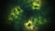 Abstract Green And Yellow Swirly Shapes. Fantasy Light Background. Digital Fractal Art. 3d Rendering.