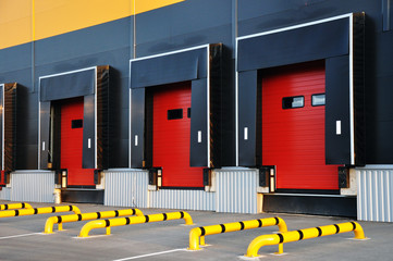 Empty loading dock of a large warehouse.