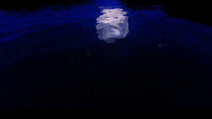Wall Mural - Full moon against starry sky relfecting on water surface, 4K
