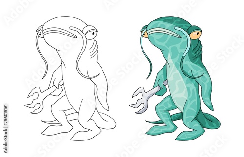 Photographie Cartoon catfish sea creature character