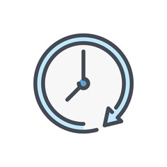Poster - Repeat time color line icon. Clock with update arrow vector outline colorful sign.