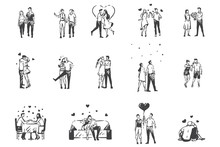 Love, Enamored People Concept Sketch. Hand Drawn Isolated Vector