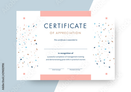 Cuadros en Lienzo Certificate of appreciation template design
