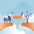 © treety - Business team building bridge over cliff gap-Business teamwork concept