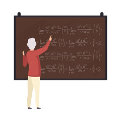 teacher explains algebra on the blackboard vector illustration