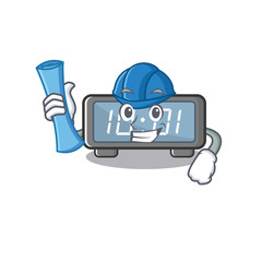 Canvas Print - Architect digital clock clings to cartoon wall