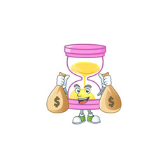 Wall Mural - With money bag cartoon sandglass with character mascot shape.