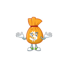 Wall Mural - Grinning cartoon bag of money with mascot