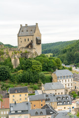 Sticker - view of the historic castle and village of Larochette in the  canton of Mersch in Luxembourg