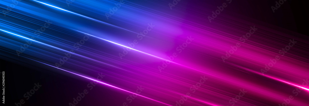 Abstract neon background, blue and pink color, dynamic background with thin lines. - obrazy, fototapety, plakaty 