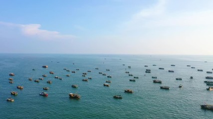 Wall Mural - Fishing boats in the blue sea of Beihai City, Guangxi 