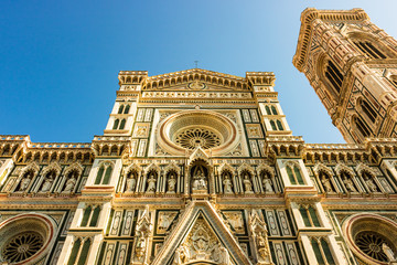 Wall Mural - Cathedral of Saint Mary of the Flower. Beautiful marble facade. Florence Duomo, Cattedrale di Santa Maria del Fiore, Cathedral of Saint Mary of the Flower.