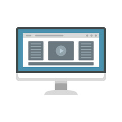 Poster - Monitor play video icon. Flat illustration of monitor play video vector icon for web design