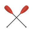 Metal crossed oars icon. Flat illustration of metal crossed oars vector icon for web design