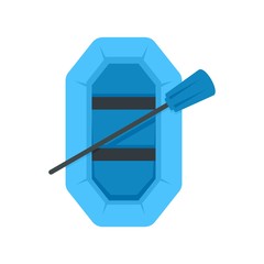 Poster - Top view fishing boat icon. Flat illustration of top view fishing boat vector icon for web design