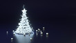 © yurich84 - 3d illustration of silver christmas of balls tree with star. Greeting card with copy space. New Year and Christmas concept