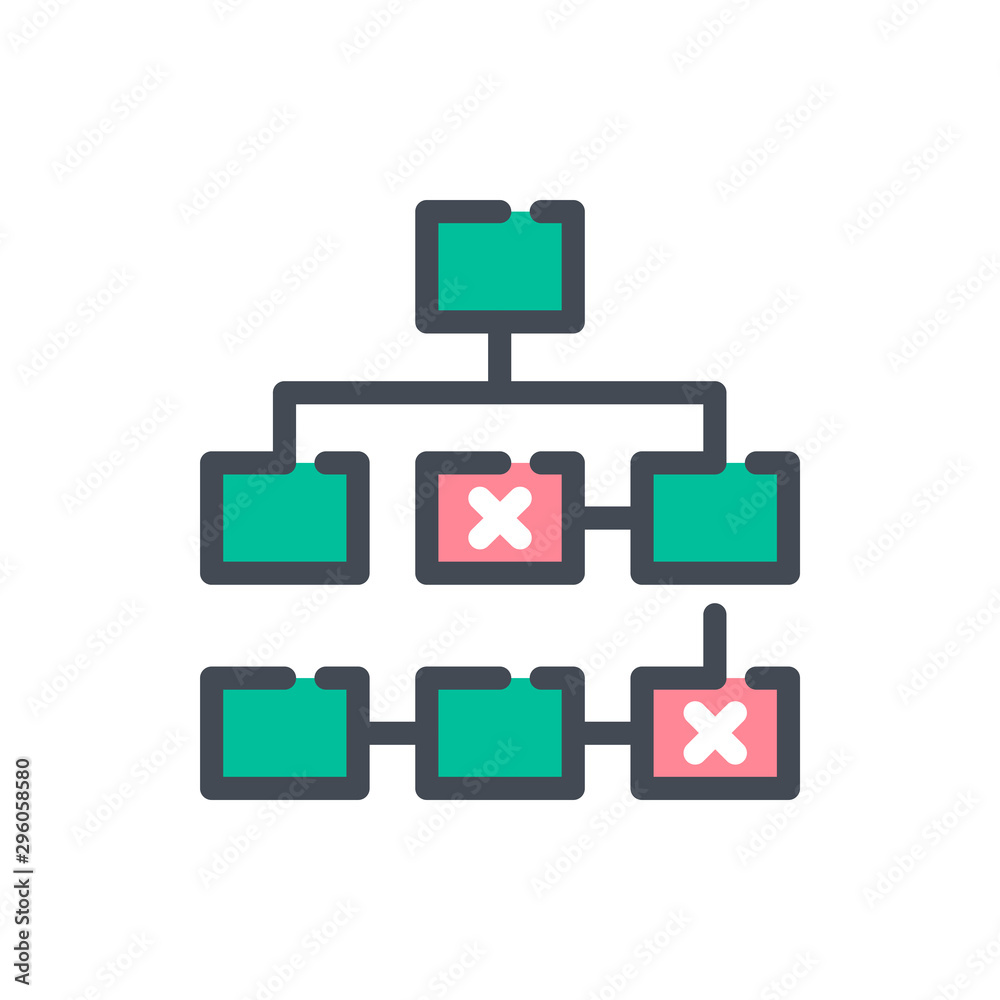 Tree structure color line icon. Flowchart and algorithm vector outline ...