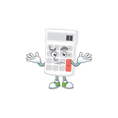 Wall Mural - Grinning cartoon calculator white for calculate tool.