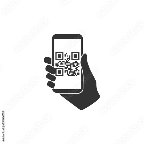 Fotografía Smartphone, QR code icon. Vector illustration, flat design.