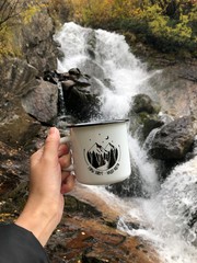 pot in the waterfall