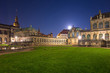 Beautiful architecture of the Zwinger palace in Dresden ad dusk, Saxony. Germany