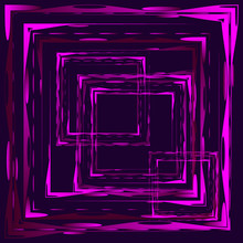 Abstract Intersections Of Bright Purple Luminous Rectangular Curly Objects.