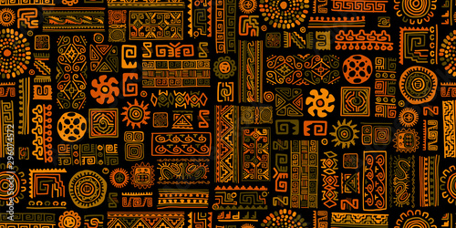 Ethnic handmade ornament, seamless pattern Canvas Print