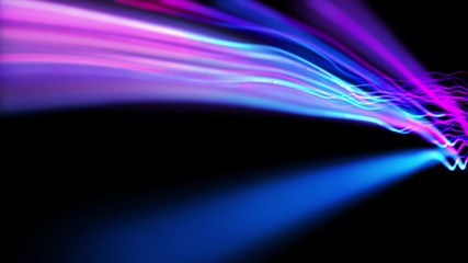 Poster - 4K video. Lines abstract. Looped animation. Wave pattern. Dotted lines. Neon waves. particles background. Seamless loop. Blue and violet gradient 3840x2160