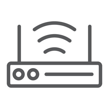 Wifi router line icon, technology and device, wireless internet sign, vector graphics, a linear pattern on a white background.