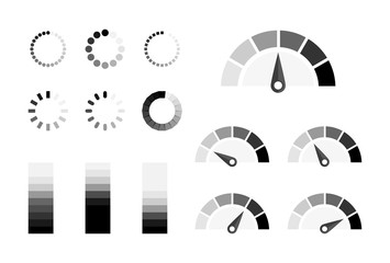Poster - Super set with different load icon. Download or upload status icon. Vector illustration.