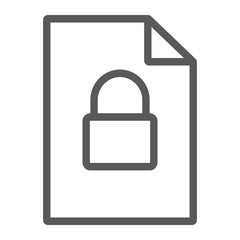 Poster - Locked file line icon, document and computer, file with padlock sign, vector graphics, a linear pattern on a white background.
