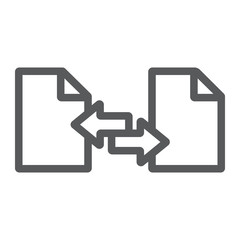 Fototapete - File sharing line icon, document and computer, file sending sign, vector graphics, a linear pattern on a white background.