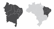 The Northeast Region Map And Its Location In Brazil