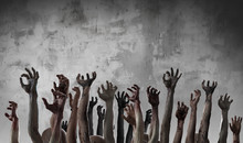  Crowd Of Stretched Zombie Hands Halloween Theme, Render 3D