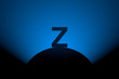 Silhouette of letter Z, zenith concept, 3d illustration