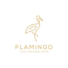 Illustration Minimalist Flamingo Bird Line Art Logo Template Design