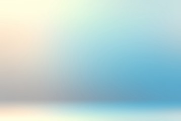 3d illustration shiny yellow blue transition. delicate empty room background. warm light and cold sh