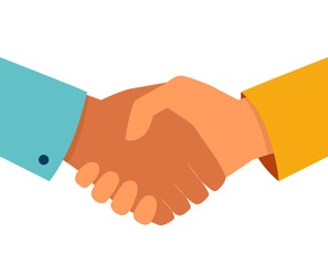 Handshake of business partners. Business handshake. Successful deal. Vector flat style illustration