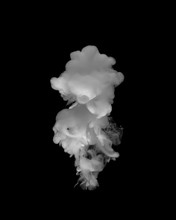 White Paint In The Water. The Effect Of Smoke From White Paint In On A Black Background.