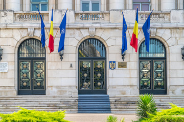 Canvas Print - Entrance to the Ministry of Internal Affairs in Bucharest, Romania. The building of the Ministry of Internal Affairs in Bucharest, Romania